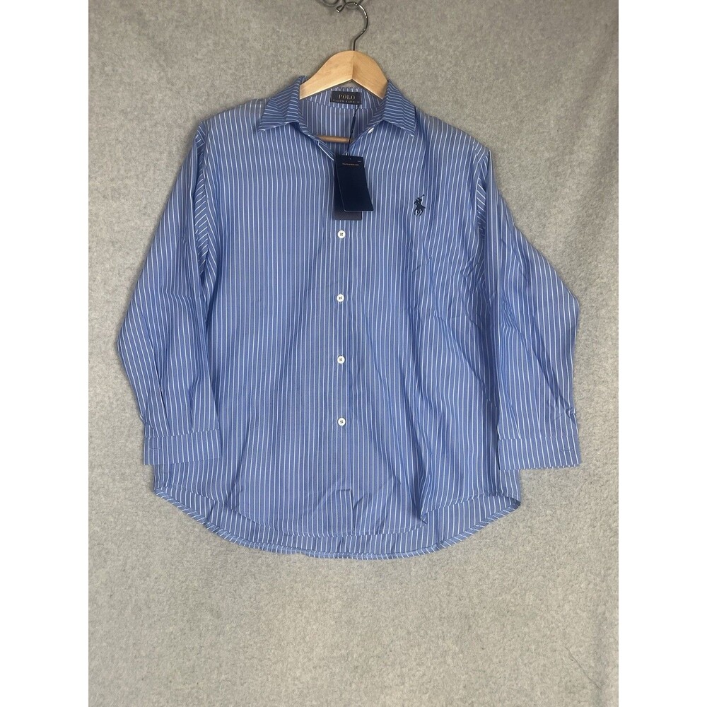 Vintage Polo Ralph Lauren Pinstripes Over Size Women’s Shirt Button Up Large NWT